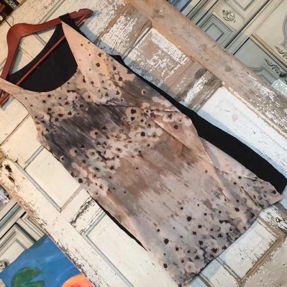 Abstract artsy floral sheath sleeveless dress